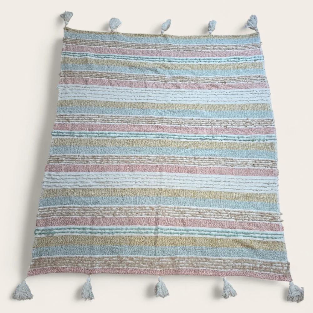 Cynthia Rowley Pastel Striped Throw with‎ Tassels 60